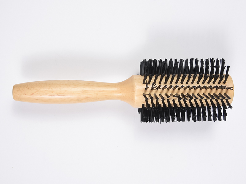 Ronde houten stylinghaarborstel van bamboe