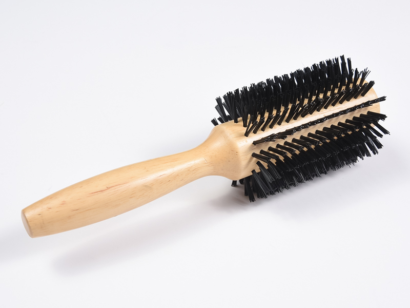 Ronde houten stylinghaarborstel van bamboe
