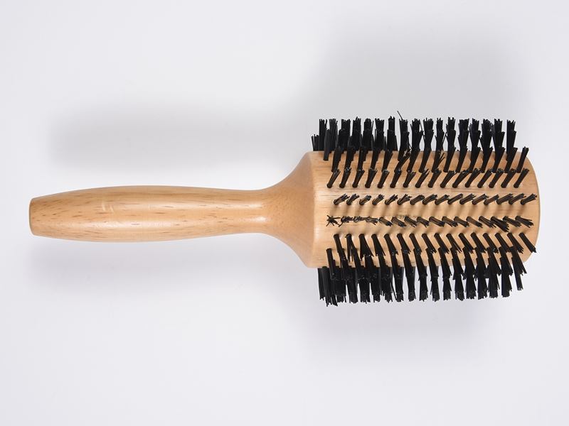 Ronde houten stylinghaarborstel van bamboe
