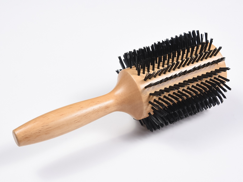 Ronde houten stylinghaarborstel van bamboe