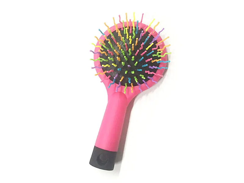 Dames Regenboog Zwarte Bal Tip Soft Touch Ontwarrende Kussen Haarborstel