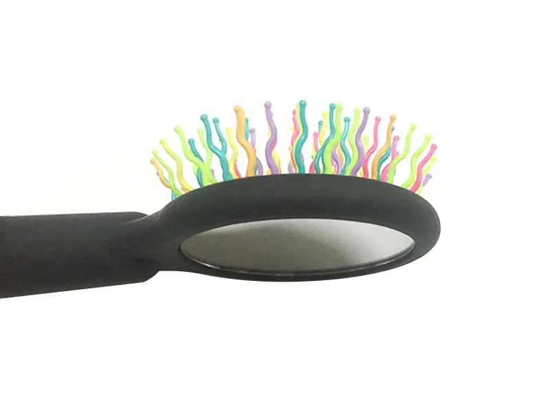 Dames Regenboog Zwarte Bal Tip Soft Touch Ontwarrende Kussen Haarborstel