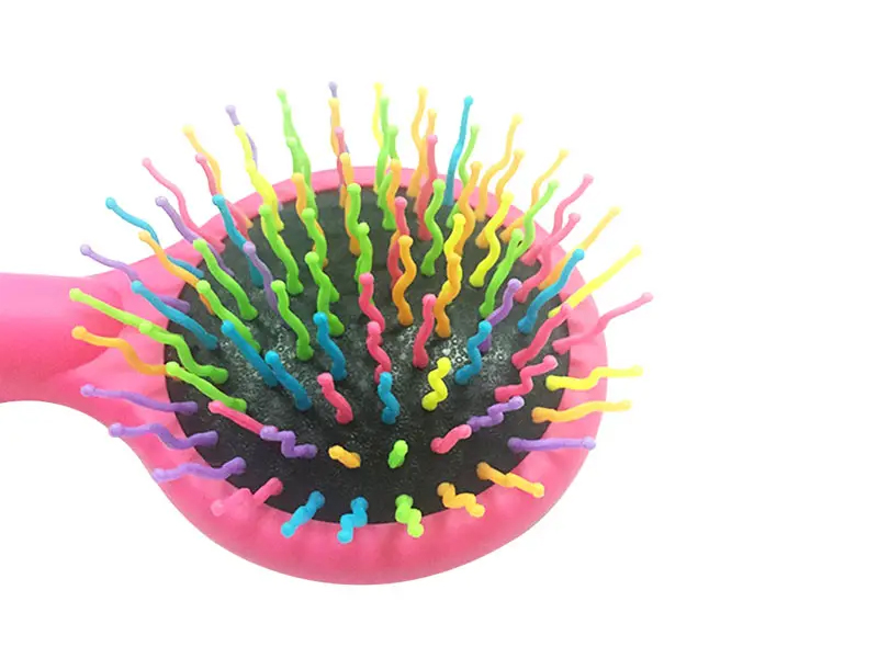 Dames Regenboog Zwarte Bal Tip Soft Touch Ontwarrende Kussen Haarborstel