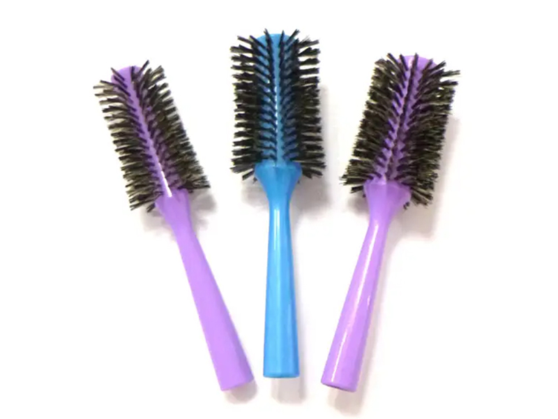 Ronde kleurrijke nylon en varkenshaar haarstyling haarborstel