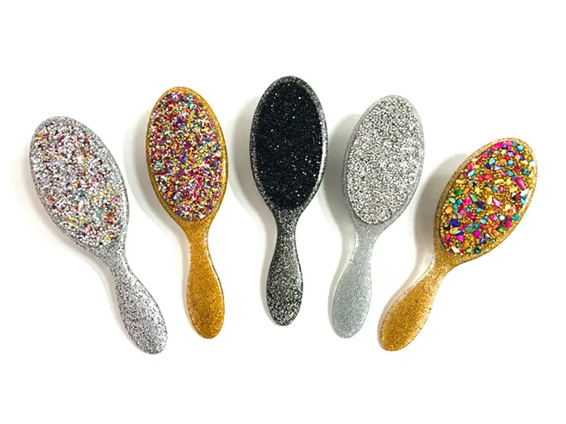 Sieraden Bling ovale plastic haarborstel met handvat